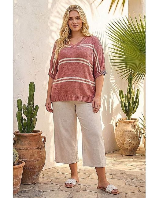 Roman Curve Multicolor Stripe V-Neck Knit Jumper