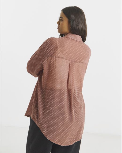 Simply Be Brown Textured Dobby Shirt With Bow Detail
