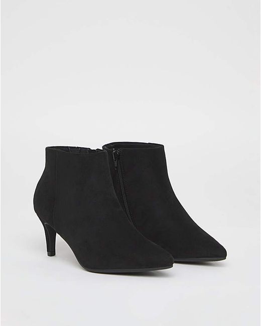 JD Williams White Kitten Heel Pointed Toe Ankle Boot E
