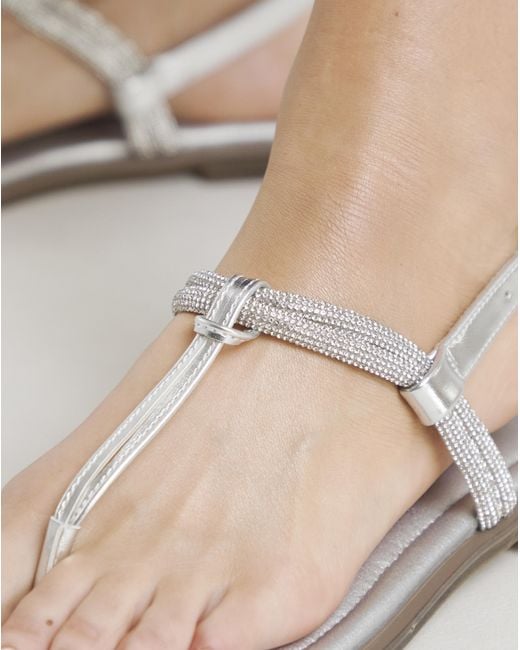 Simply Be Black Diamante Sparkly Toe Post Sandal Exwide