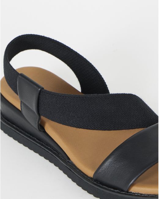 Heavenly Soles Black Asymmetric Wedge Sandal Ex Wide