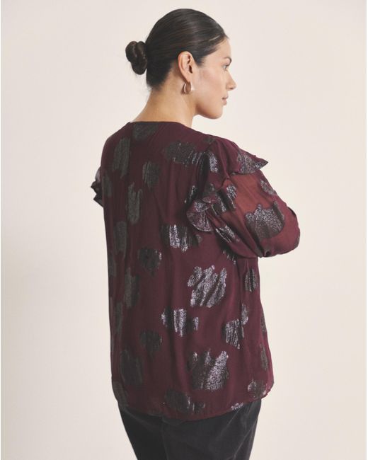 Simply Be Purple Jacquard Ruffle Blouse