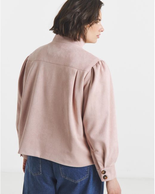 Simply Be Blue Funnel Neck Suedette Jacket