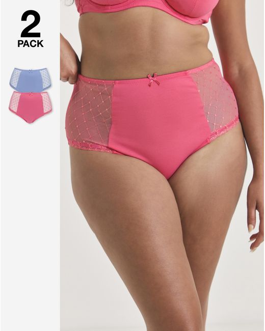 Pretty Secrets Pink 2 Pack Rachel Embroidery Deep Brief