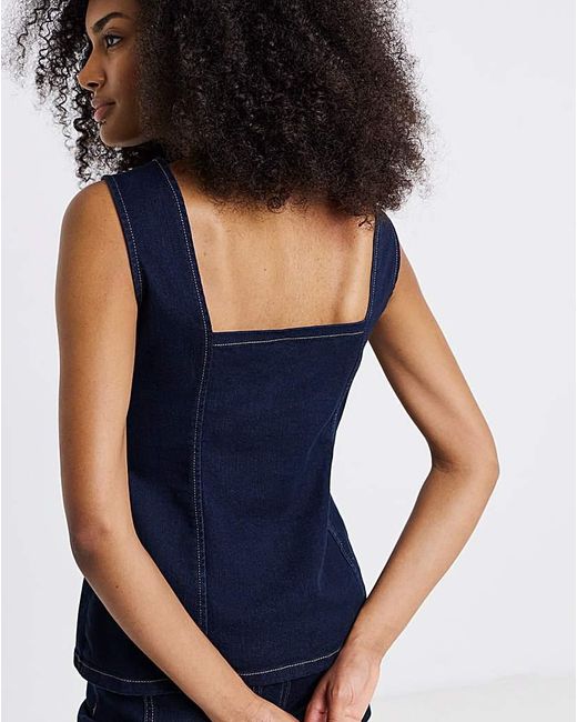 Simply Be Blue Statement Button Denim Top
