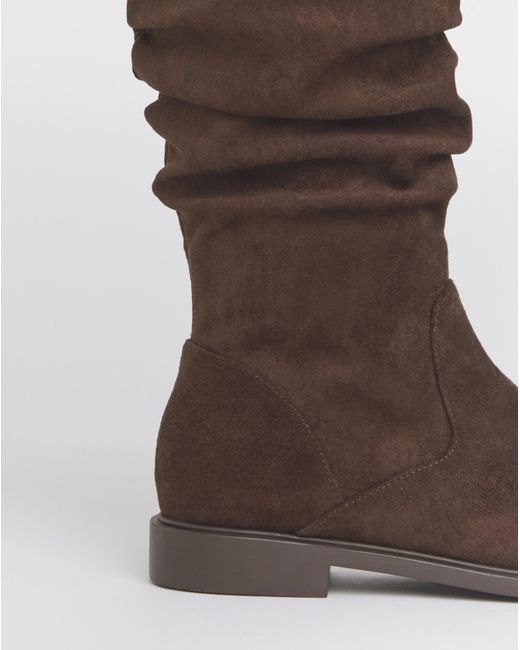 JD Williams Blue Knee High Ruched Boot Eee Std