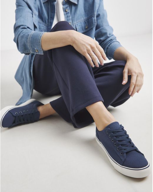 Simply Be Blue Lace Up Canvas Trainer Extra Wide
