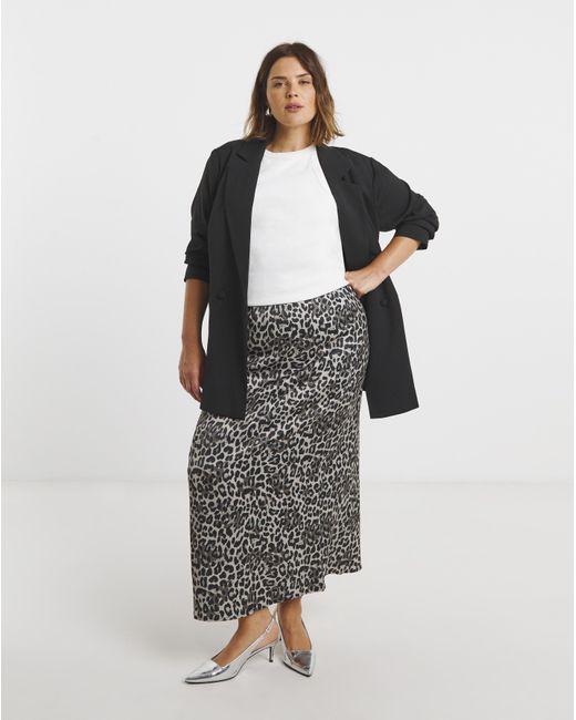 Simply Be White Print Satin Maxi Skirt