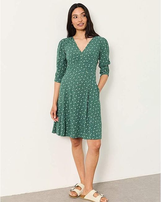 FatFace Green Anya Paisley Midi Dress