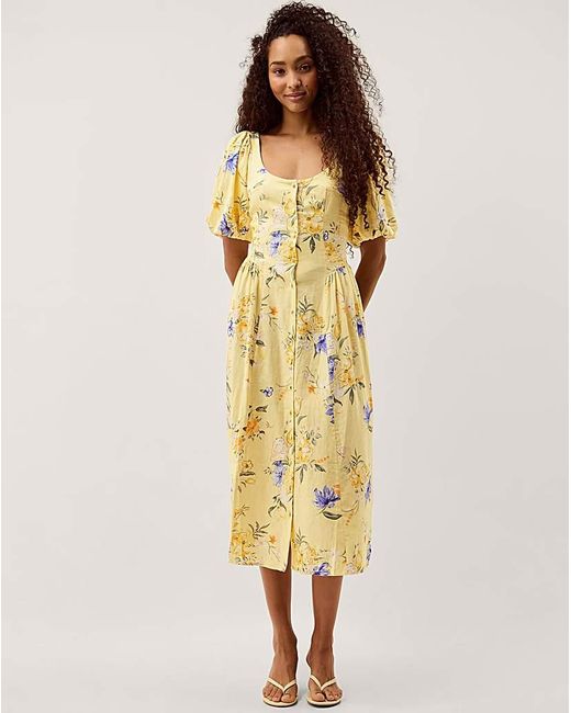 Monsoon Yellow Etta Floral Midi Dress