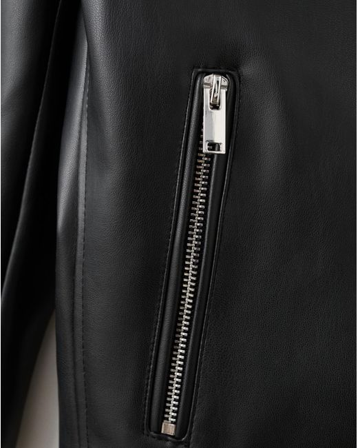 Mango Gray Faux Leather Biker Jacket