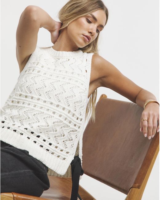 Simply Be Brown Pointelle Tie Side Vest