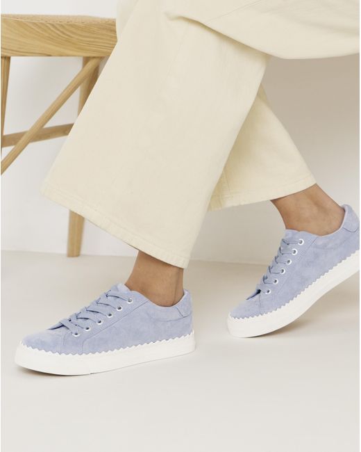 JD Williams Natural Scalloped Lace Up Trainer Ex Wide Fit