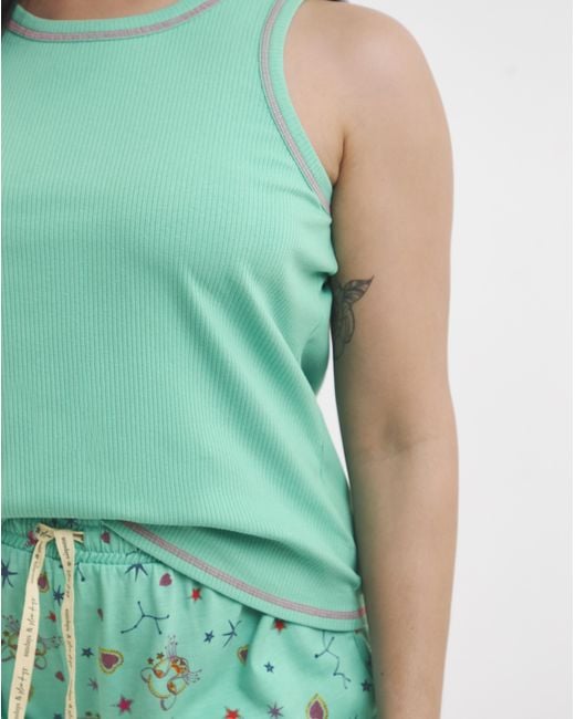 Simply Be Green 2 Pack Ribbed Shortie Set
