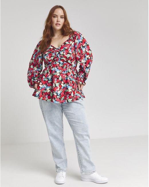 Simply Be Red Bow Front Blouse