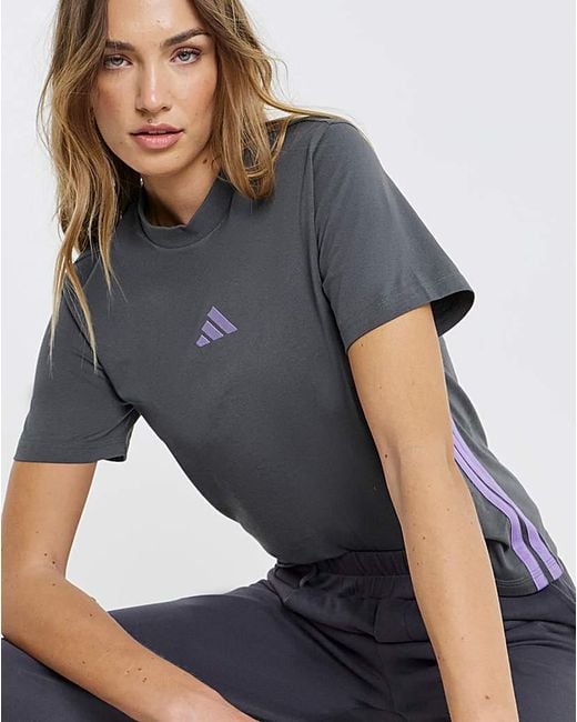 Adidas Gray Essentials 3-Stripes T-Shirt