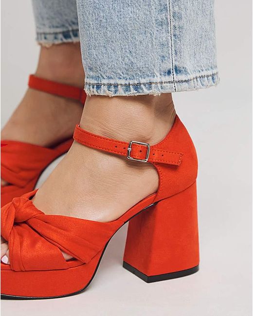 Samdal Ex Simply Be Knot Detail Platform Sandal Ex Wide Fit in Blue | Lyst UK