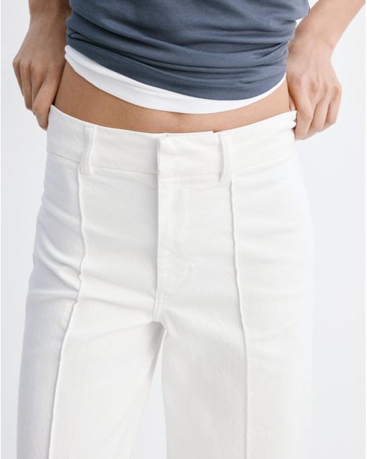 Mango White High-Waisted Wide Leg Jeans