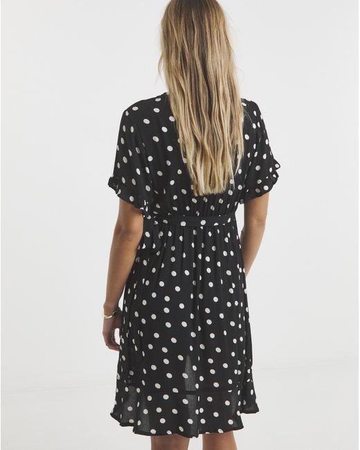 Simply Be Black Crinkle Wrap Front Skater Dress