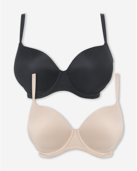 Pretty Secrets Black 2 Pack Smoothing Microfibre T-Shirt Bras