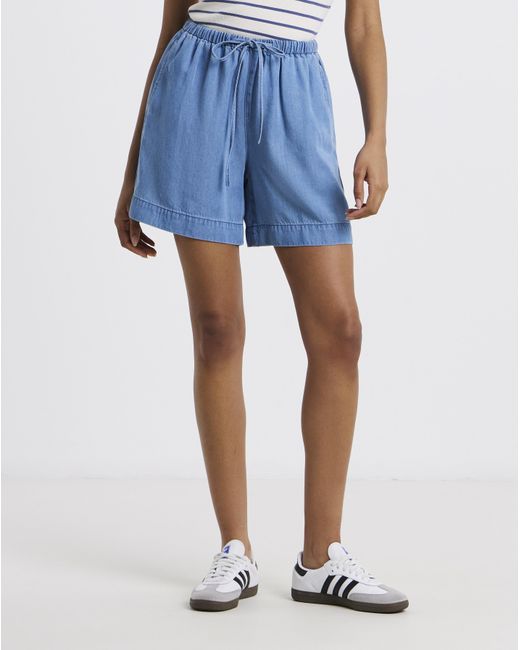 Simply Be Blue Lyocell Denim Jogger Shorts