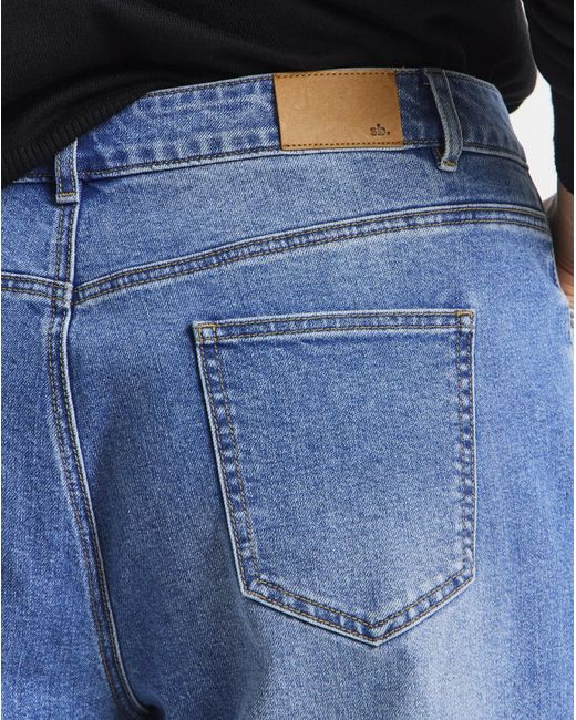 Simply Be Blue Mid Wash Stretch Tapered Jeans