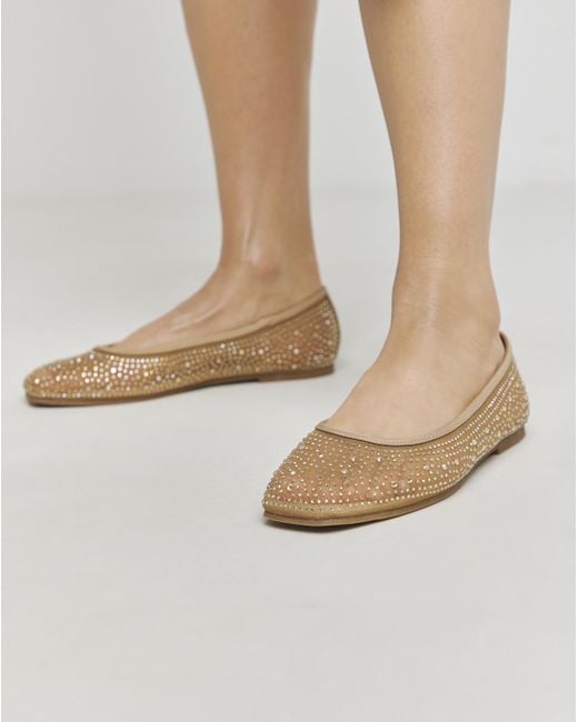 Simply Be Gray Mesh Embellished Ballet Flats Wide