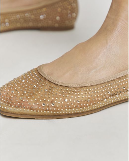 Simply Be Gray Mesh Embellished Ballet Flats Wide