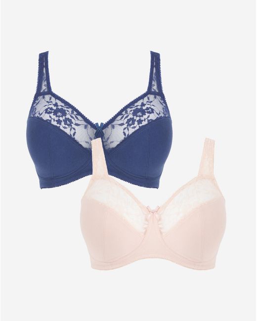 Pretty Secrets Blue 2 Pack Lace Non Wired Full Cup Bras
