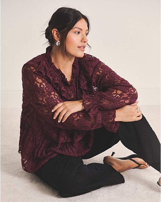 Simply Be Purple Lace Peplum Blouse