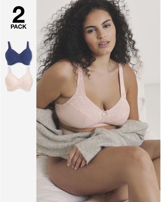 Pretty Secrets Blue 2 Pack New Sarah Full Cup Non Wired Bras