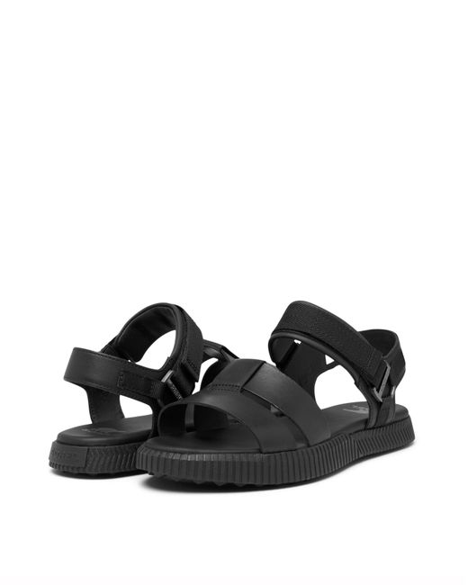 Sorel Black Ona Ave Ankle Strap Flat Sandal