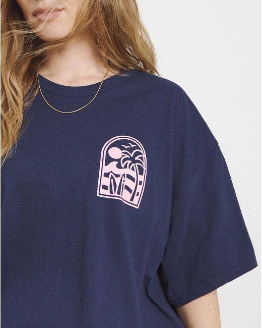 Simply Be Blue Puff Print Back Surf Club T-Shirt