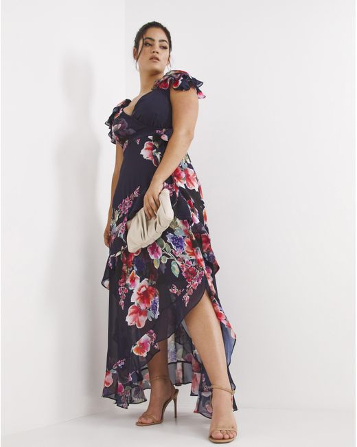 Joanna Hope White Floral Ruffle Maxi Dress