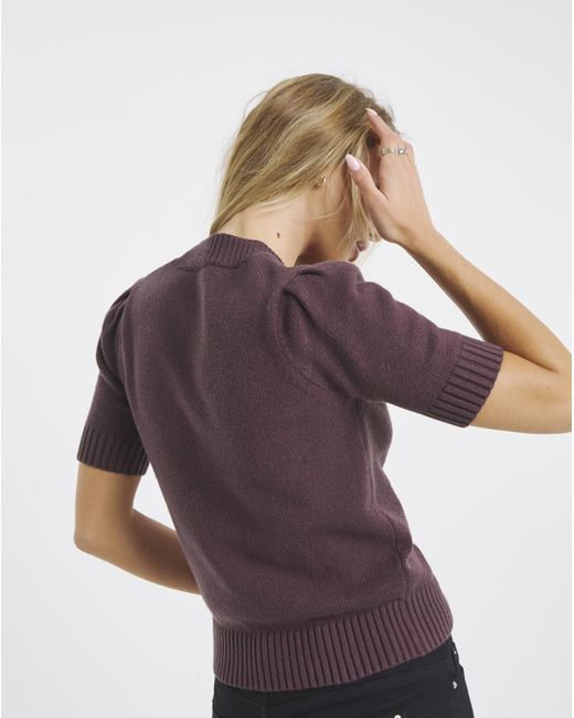 Simply Be Purple Bow Button Short Sleeve Cardigan