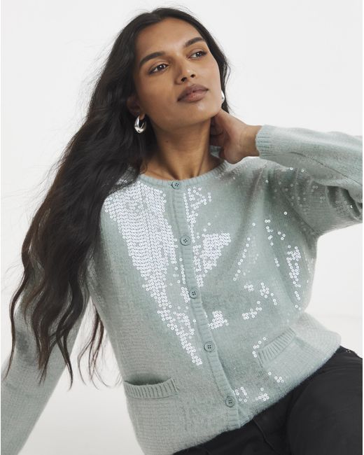 Simply Be Gray Clear Sequin Cardigan