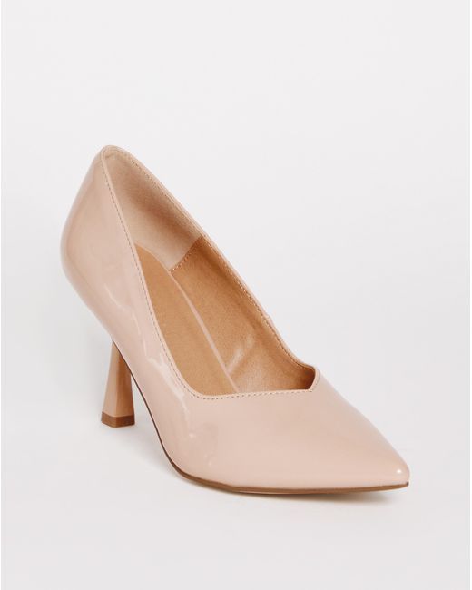 Simply Be Pink Sweetheart Cut Heeled Shoes Ex Wide
