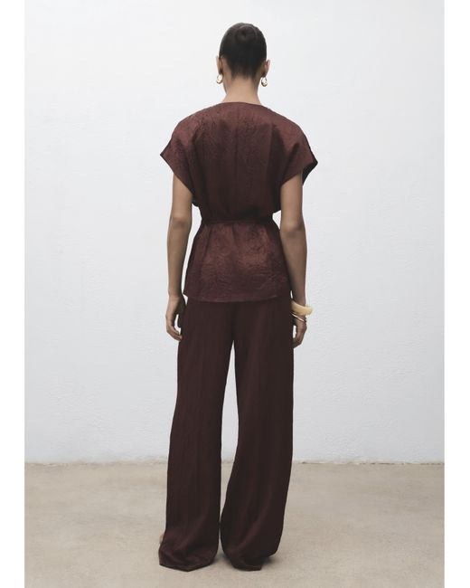 Mango Brown Crinkle Trousers