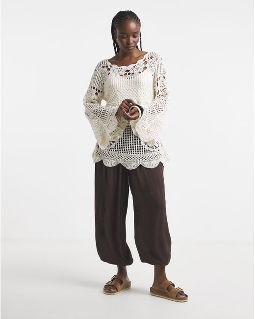 Simply Be White Crochet Smock Tunic