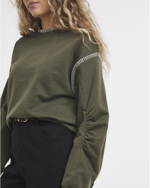 Simply Be Green Whipstitch Oversized Sweatshirt