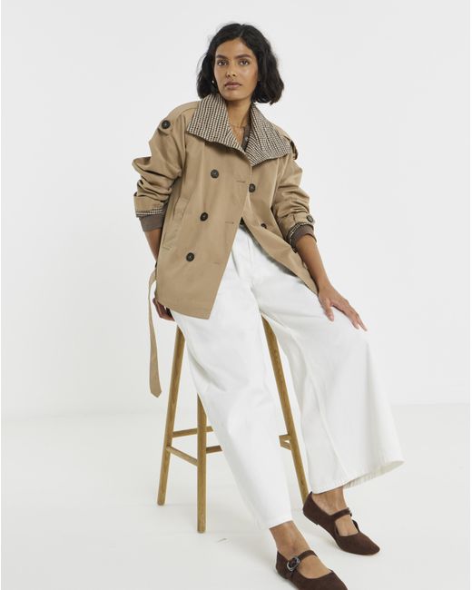 Simply Be Brown Dropped Waist Trench