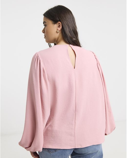 Simply Be Pink Exaggerated Sleeve Blouse