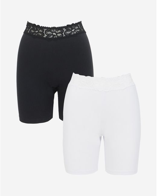 Pretty Secrets Black 2 Pack Lace Trim Shorts