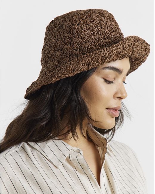 JD Williams Brown Crochet Bucket Hat