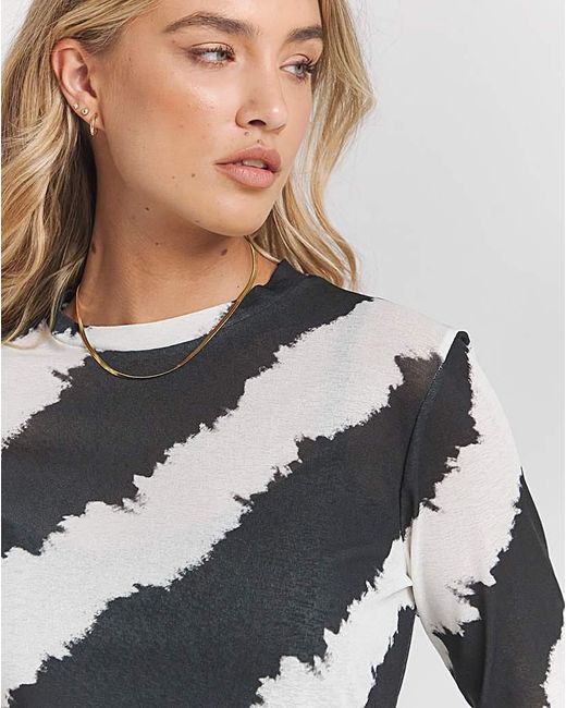 Simply Be Blue Print Mesh Top