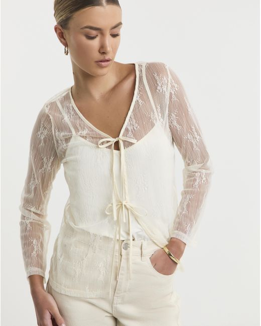 Simply Be Natural Lace Tie Front Cardi