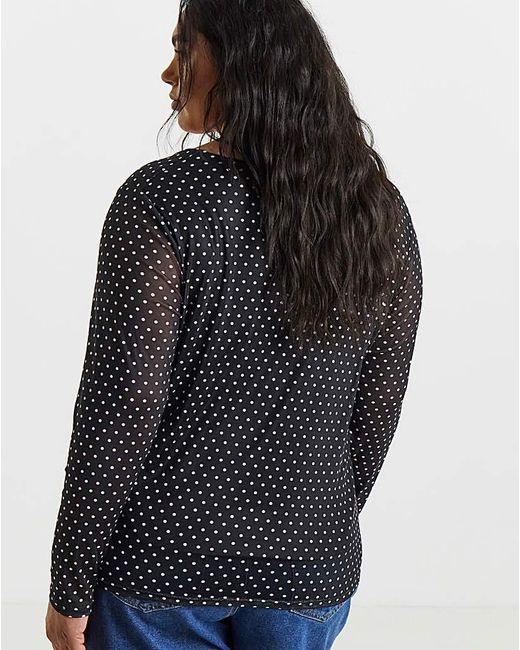 Simply Be Blue Square Neck Mesh Top