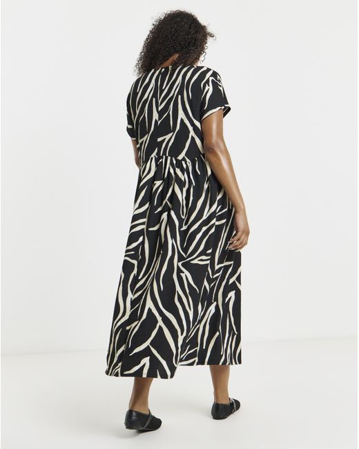 Simply Be White Mono Print Waffle Midi Dress