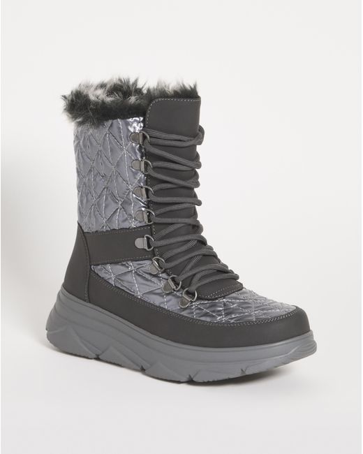 JD Williams Gray Lace Front Snow Boots E Fit