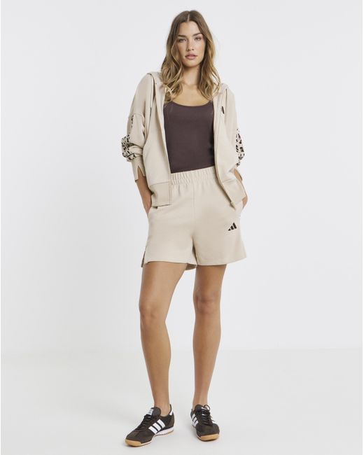 Adidas Natural Animal Print 3-Stripes Hooded Top